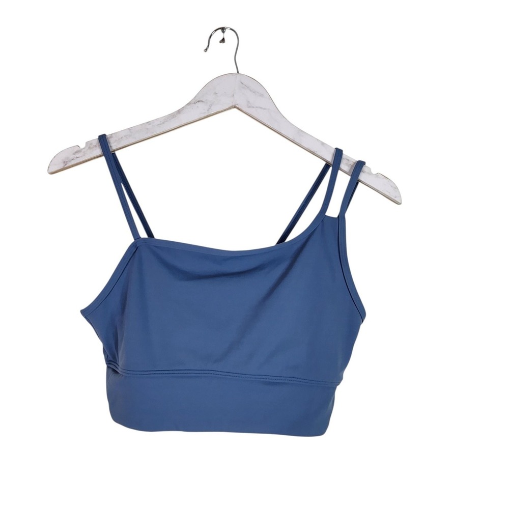 OCEAN BLUES Swim Bralette Top Womens Medium Blue Double Strap Lined Stretch